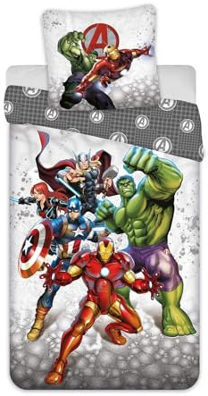Marvel Avengers Wende-Bettwäsche-Set Bettbezug 135x200 Kissenbezug 80x80 Baumwolle Kinder-Bettzeug