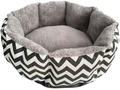 Mateju Hundebett Plüsch Donut, Plüsch Haustierbett Katzenbett Flauschig Weiche Warme Hundekissen mit rutschfest Unterseite Katzenkissen für Mittelgroße Kleine Hunde Katzen (Schwarz gewellt,40x18cm)