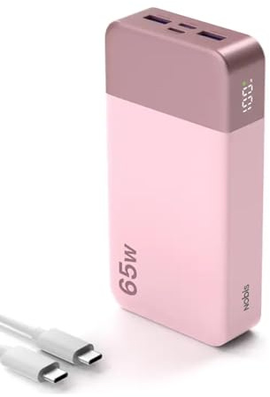 NOBIS 65W 20.000 mAh PD QC Schnelllade Powerbank mit Digitalanzeige | 2×USB-C(Ein/Aus) & 2×USB-A(Ans), geeignet für Laptops, Handys, Tablets, Kopfhörer