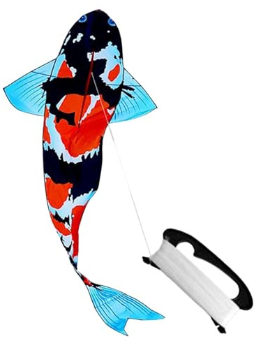 Ronyme Large Koi Fish Kite Koi Windsock Stable Decoration Colorful Big Giant Carp Kite for Park Beach Grasslands Beginner Backyard