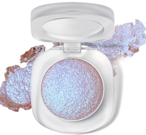 BelleFlair Holographic Lidschatten Palette mit Duochrome Glitzer Liedschatten, Langanhaltender Cremiger Highlighter Eyeshadow für Augen Make-Up, Schillerndem Metallic Shimmer Eyeshadow(Blau Lila)
