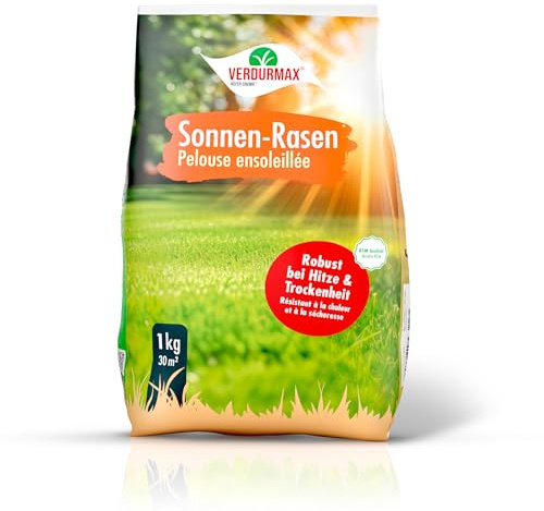 Verdurmax Pelouse Ensoleillée 1 x 1 kg - Gazon Dense et Robuste | Graines de Gazon Haute Qualité RSM Résistantes à la Sécheresse et Chaleur - Germination Rapide et Homogène