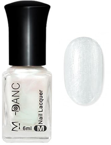Pearl Weiß Nagellack - Glitter Schnelltrocknend ungiftige Nagellack - Shimmer Langanhaltend Nail Polish - Quick Dry Nail Polish für Frauen DIY-Nageldesign French Manicure (Weiß, 6ML)