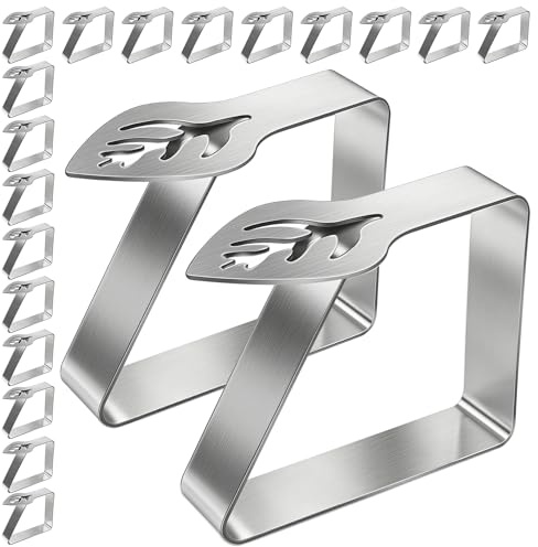 20 Stück Tischdeckenklammern Edelstahl,Tischdeckenklammern Blatt,Tischdeckenbeschwerer Tischtuchklammern Outdoor Clips Rutschsicher Windfest,für Biergarten,Picknick,Camping|Einteiliges Design(4.8x4cm)