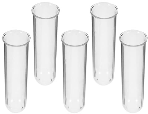 BESTOMZ 5 Pezzi Provette in Vetro per Coltivazione senza Terreno con Fondo Tondo e Bordo, Vaso per Fiori e Talee, Adatto per Erbe e Colture Idroponiche, per Interno e Scrivania