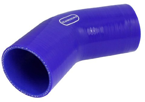sourcing map Coche Sistema de Enfriamiento 63mm Diámetro Interno Codo de 45 Grados Manguera de Silicona Reductor Azul | Material Silicona, Espesor De Pared 5Mm, Tamaño Total 190X70Mm, Peso 207G