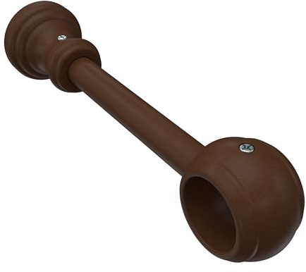 INTERDECO Gardinenstangen Träger und Wandhalter, aus Holz, Nussbaum, Halterung für Vorhangstangen 28 mm, Abstand 17 cm, kürzbar, zur Wand- und Deckenmontage, Typ 1128202