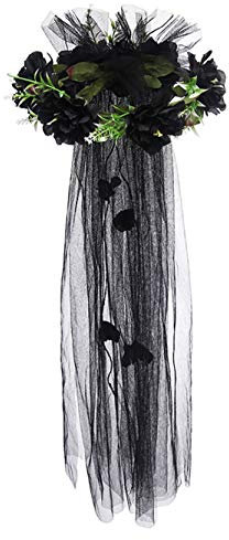 Cheerlife Blumen Stirnband Haarband Haarkranz Blume Krone Haarscmuck für Halloween Hochzeit Festival Party Schwarz