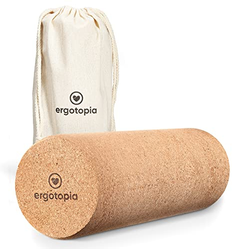 Ergotopia Faszienrolle aus ökologisch-nachhaltigem Kork/Massagerolle aus Naturmaterial zur Selbstmassage im Alltag/Fitnessrolle für Dein gesundes Faszientraining