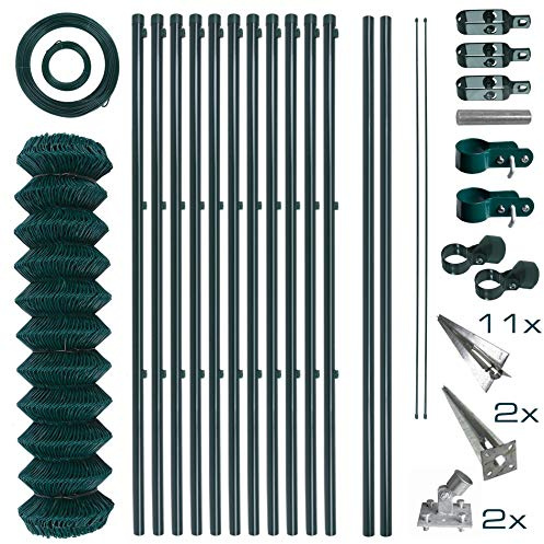 ESTEXO Maschendrahtzaun Gartenzaun Set Komplettset Zaun Gartenzaunset Zaunset Drahtzaun Maschendraht mit Einschlaghülsen (1,5 x 25 m)