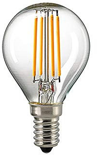 SIGOR LED Filamentlampe KUGEL, 230V, Ø 4.5cm / L 8cm, E14, 4.5W 2700K 470lm 300°, Klar