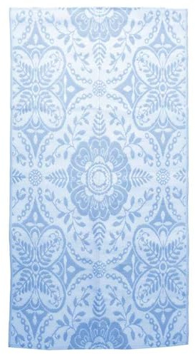 vidaXL Outdoor Teppich Zweischichtiger Jacquard Terrassenteppich Außenteppich Küchenteppich Indoor Terrasse Balkon Flur Küche Bad Babyblau 120x180cm PP