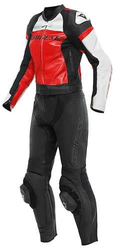 Dainese Mirage Lady 2 Piece Leather Suit Women's Motorcycle Suit Black/Lava-Red/White, 23