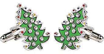 Lieson Hemd für Manschettenknöpfe Männer, Manschettenknöpfe Silber Weihnachtsbaum Manschettenknöpfe Zirkonia Cufflinks für Hemd Hochzeit Geburtstag Geschenk