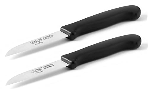 HEISO Schälmesser mit Kunststoffgriff - Küchenmesser (2er Set - schwarz) - mit kostenlosem Nachschleifservice
