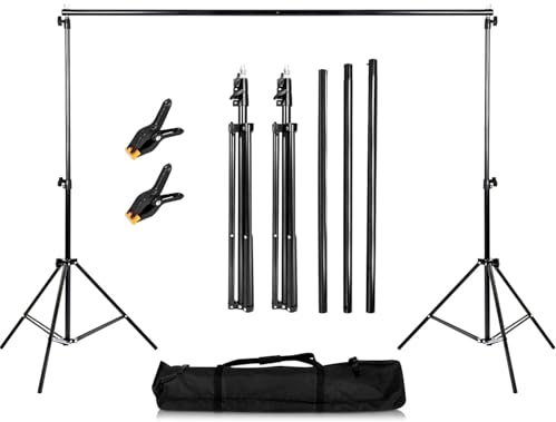 Youyijia 2 x 2m Hintergrund Fotografie Stützsystem Verstellbarer Fotostudio Hintergrundständer Photo Video Hintegrundsystem Backdrop Stativständer für Produktfotografie Portrait Party Hochzeit (2x2m)