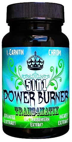 Trans4matix 5in1 Power Burner, Grüntee Extrakt, OPC, L-Carnitin, Ingwer Extrakt, Chrom, 1x 60 Kapseln, 27g