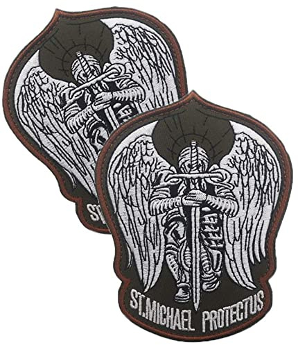 Vmcoat du 2 delar St. Saint Michael Protect Us Modern Morale Patch Taktisk militär arméoperatör broderad lapp emblem med krok och ögla applikationslappar