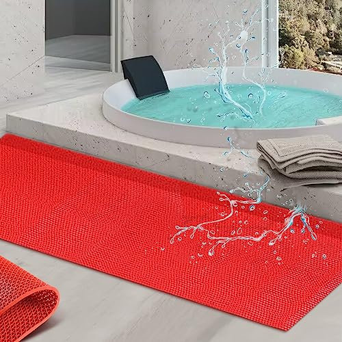 BOTOWI Dickere Poolmatte für Poolboden, rutschfeste Poolunterlage für Poolboden, Bodenschutzmatte Pool für oberirdischen Pool, Pool Matten für Deck, Pool Matte Poolmatten Schutzboden,Rot,0.9x6m