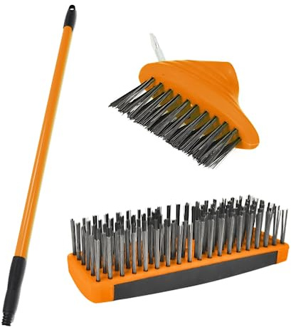 Weed Remover Tool 3-in-1 - Adjustable Handle, Heavy Duty Wire Brush, Scraper & Raking Spike for Patios, Decking, Driveways & Block Paving | Durable Garden Weeding Tool