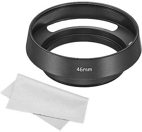 PATIKIL 46mm Sonnenblende Standard Belüftet Matte Oberfläche Antireflektierende Innenhaube mit Reinigungstuch für Kameraobjektiv Schwarz