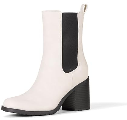 Amazon Essentials Women's Mid Calf Heeled Chelsea Boots, Slip On with Lug Sole, Sand, 10