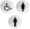 3 targhette per WC in acciaio inox, per porta del water, maschio/femmina, targhette autoadesive per WC