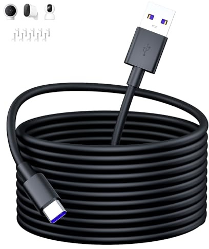 ACAGET 5M Extra langes USB Typ-C Kabel für Mi Camera 2K Magnetic Mount | Stromverlängerungskabel Sicherheitskameras USB C Kabel für Xiaomi Smart Camera C400 Mi Wireless Outdoor Security Camera 1080p