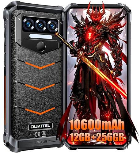 OUKITEL WP38 Rugged Smartphone 2024-12GB+256GB/1TB Espansione Octa-Core 10600mAh Telefono Robusto, 6.52''HD+ 13MP+8MP Android 13 Telefono Indistruttibile, Face ID/NFC/IP68/IP69K/OTG/GPS