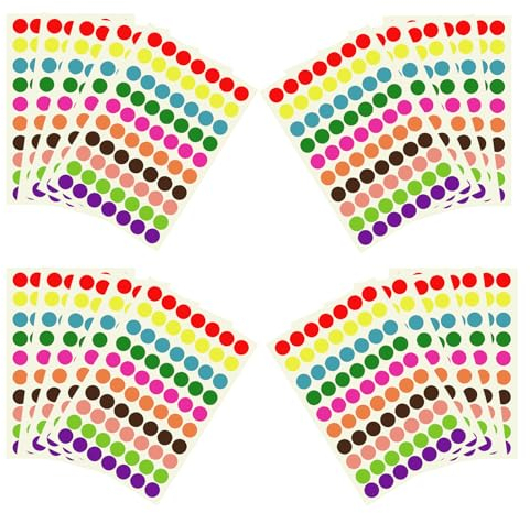 1400 Stück Klebepunkte Bunt 20 Blätter, Bunte Klebepunkte 10 Farben, 19mm Punkte Aufkleber, Klebepunkte, Aufkleber Punkte Farbig Für Schulen und Kindergärten