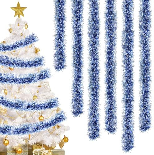 Shallyong Ghirlanda Natalizia Blu - 5 PCS Tinsel per Albero di Natale, Decorazioni e Addobbi Natalizi