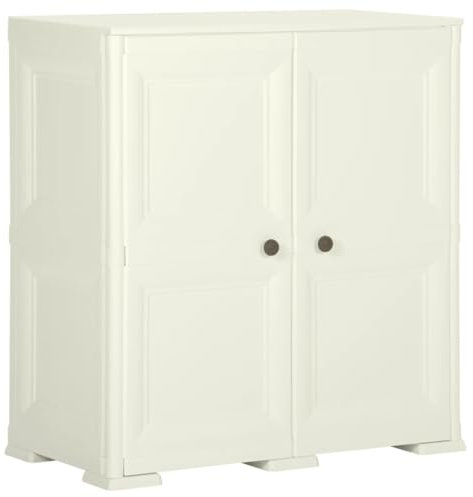 LVHUIDEH Kunststoffschrank mit 2 Türen, Aufbewahrungsschrank, Lagerschrank, für Hause, Büro, Garage und Lagerraum, Robust und Langlebig, 79 x 43 x 85,5 cm