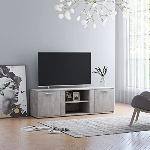 CINDERFUL TV-Schrank Betongrau 120x34x37 cm Holzwerkstoff,Schlichter Fernsehschrank mit Aufbewahrung Betonoptik für Wohnzimmer TV-Möbel, TV-Bänke