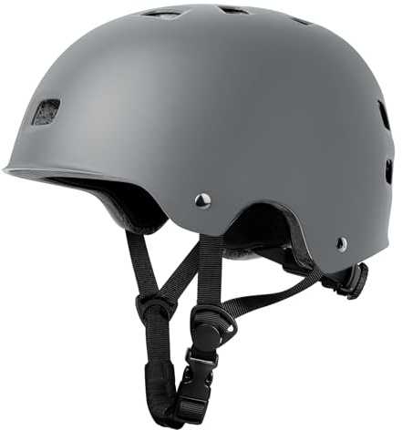 LeapBeast Stadthelm, Robuster Fahrradhelm für den Alltag, Skaterhelm mit Drehrad-Anpassung Geeignet, für Beim Skaten, BMX-Fahren Oder Longboarden für Kinder Erwachsene (Grau, S)