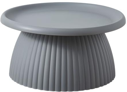 GODFSAHG Runder Couchtisch mit Säulen, moderner nordischer Stil, Kunststoff, Pilz-Design, Kleiner Balkon-Beistelltisch, Schlichtes Grau, gerippt, 71,1 cm L x 71,1 cm B x 35,6 cm H