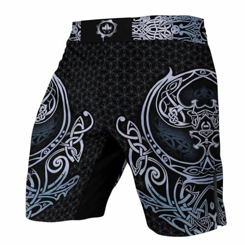 BattleFitGear Viking Men's Fight Shorts MMA Boxing BJJ Kickboxing Shorts Trunks Fight Wear (US, Alpha, Medium, Regular, Regular, V1)