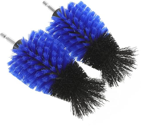 Ipetboom 2pcs Drill Brush Attachments 5-inch Cone Shape Cleaning Scrubber Drill Brush Set Blue Polishing Round Head for Power Tool Cleaning