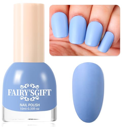 Matte Nail Polish Air Dry Nail Lacquer for Nail Art Varnish, Mist Effect Matte Finish Velvet Nail Polish, 0.35 fl oz (Pure Blue-19, 10 ML)