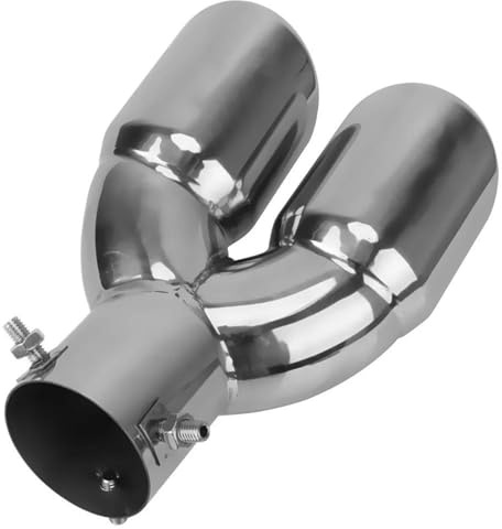 dzstnbhd Punta Silenciador Accesorios Universales para Automóviles Silenciador De Coche Tubo De Escape De Doble Salida Embellecedor De Acero Inoxidable Cromado De 63mm Accesorios Auto