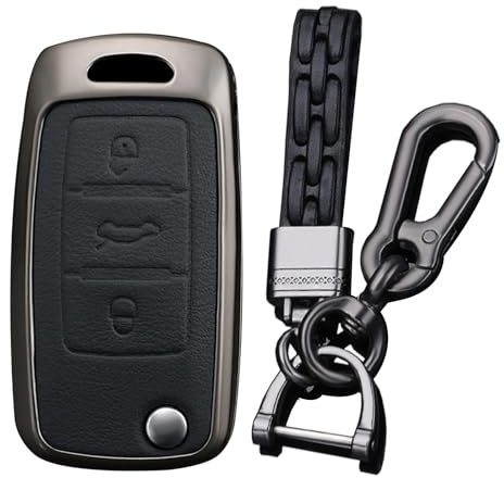 Ysbxitu Schlüsselhülle,Lederschlüsselanhänger kompatibel mit VW Golf Beetle Skoda Octavia Scirocco Passat Polo Seat Transporter Touran Tiguan Sharan Jetta Leon Ibiza Polo für Auto, Fahrrad und Reise