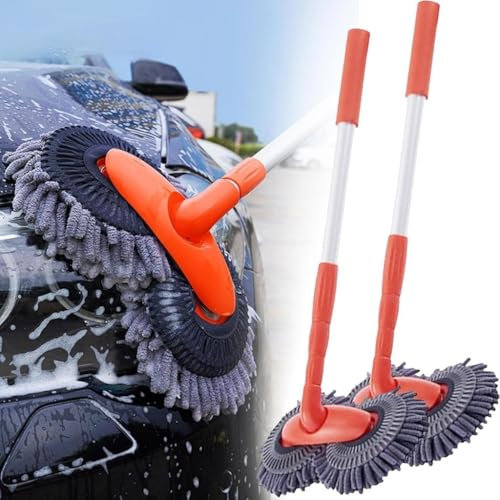 Mop per Autolavaggio 115cm, Spazzola di Estensione per Lavaggio Auto, Camion, Camper(2pcs)