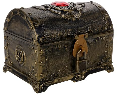 FUNNETOYU Piratenschatzkisten Aus Kunststoff Mittelgroße Schatzkiste Transparent Vintage Schmuckkoffer Für Kinder Halloween Geburtstag Partys Aufbewahrung Und Spielzeug