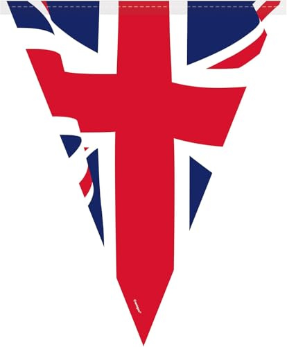 Union Jack 12ft Triangle Bunting – 3 Pack (36ft Total) for VE Day 80th Anniversary Decorations for UK, Royal, Olympic, Eurovision and British Events & Celebrations
