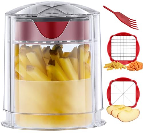 Caossuixin Potato Chipper,Professional Chip Cutter with 2 French Fry Cutter,Stainless Steel Vegetable Chipper and Fruit&Potato Slicer,Fast Chip Maker for French Fries - Kitchen Tools & Gadgets