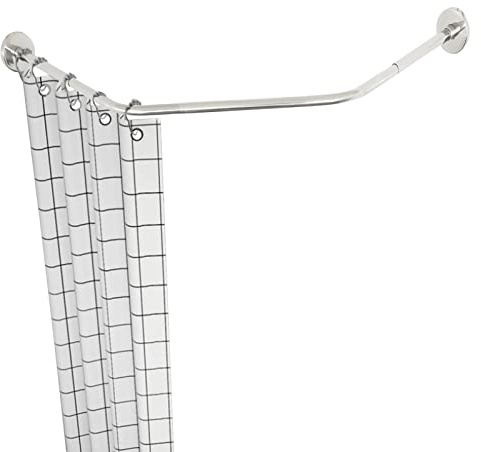 Duschvorhang Winkelstange Diamant Form Edelstahl Duschvorhangstange 45-75cm für Badezimmer Badewanne Dusche