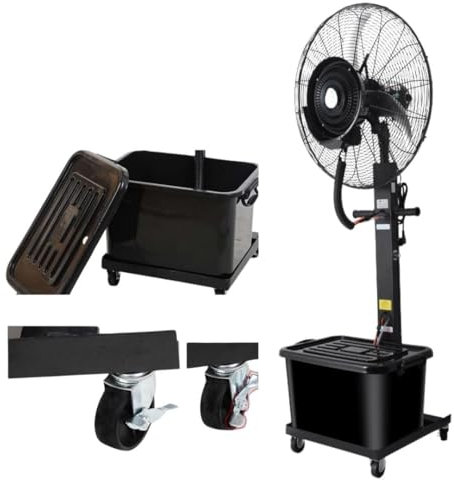 Industrial Outdoor Misting Fan 22 26 30 6500CFM High Velocity Industrial Mister Standing Fans 3 Speed Settings & Ajustable Mist Value Cooling Floor Fan With Casters(65cm/26in)