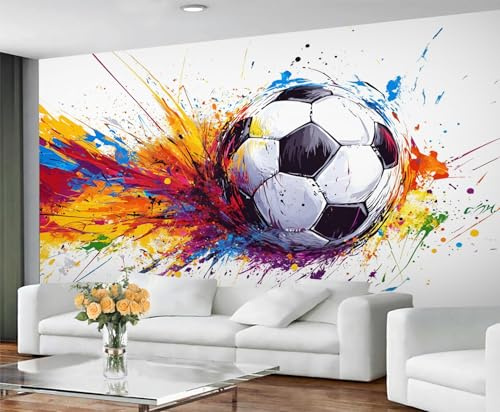 GIVLWF Graffiti Wallpaper, Football Graffiti Bedroom Wallpaper Murals, Street Art Wall Paper for Living Room, Abstract Painting Large Mural & Boys Room Decor, Abstract Not Self Adhesive
