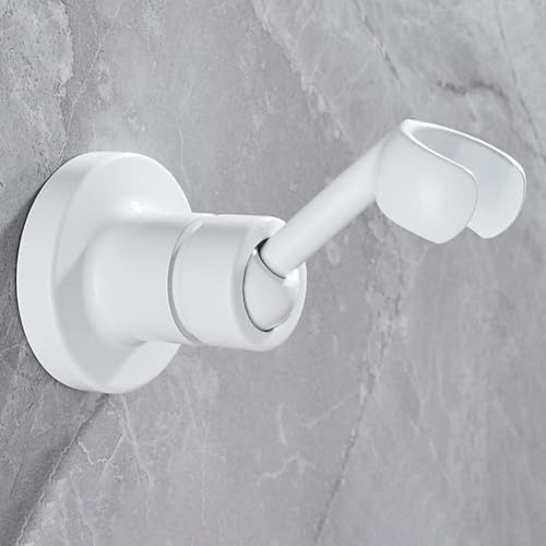 Support de pommeau de douche réglable à 360 degrés, support mural de salle de bain avec vis de montage, joint à rotule en cuivre multi-angle (blanc)