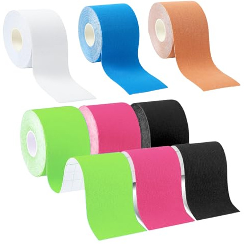 6 Rotoli Tape Kinesiologico 5m x 5cm Kinesio Tape Elastico Impermeabile Tape Sportivo per Protezione Ginocchio, Articolazioni, Supporto Muscolare