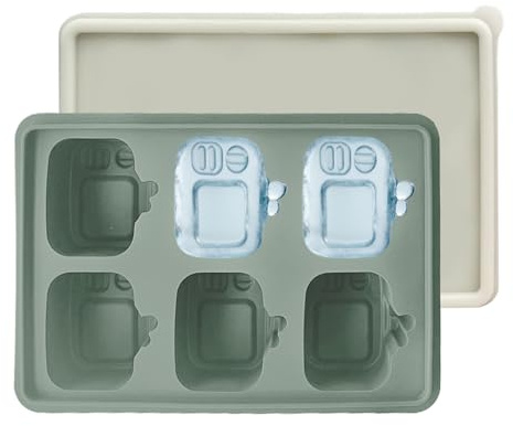 Yulokdwi Molde de Hielo de Silicona | Molde de Hielo Congelador de Silicona con Forma de Televisor,Reutilizable con 6 Cavidades y Tapa para Elaboración de Bebidas Cócteles Hogar Restaurante